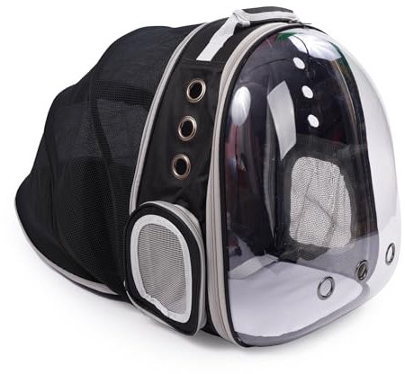 JUMI Transporttasche Hund und Katze - Tragetasche Katzen Hunde - Hunderucksack - Katzen Zubehör - Travel Bag - Transporttasche mit Verstellbarer Riemen - Lüftungsgitter - Falten - Grau