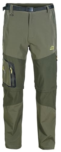 Pantalones de senderismo para hombre, con cremallera, desmontables, elásticos, de trekking, corte holgado, pantalones deportivos, contraste de color, pantalones de montañismo, de secado rápido, con