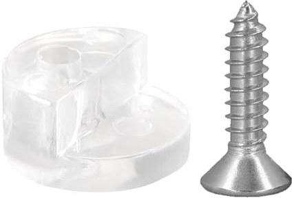 Gudalea 100 Pieces Round Glass Holder Clip, Plastic Glass Pane Holding Clips, Adjustable Glass Clamp with 100 Screws for 4-9mm Thick Glass, 13mm Diameter