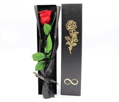 Pandiui23 Rosa Eterna preservada, Rosa eterna, Rosa Natural Preservada, Flores Preservadas, Regalo San Valentín, Regalo Dia de la Madre Regalo Mama, Regalo Navidad, (Rosa Roja)