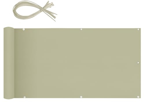 Sekey Balkonginsynsskydd balkongskydd 80 x 500 cm, balkonginsynsskydd balkongbeklädnad Oxford med buntband av nylon, ogenomskinligt vattentätt vindskydd, brungrå