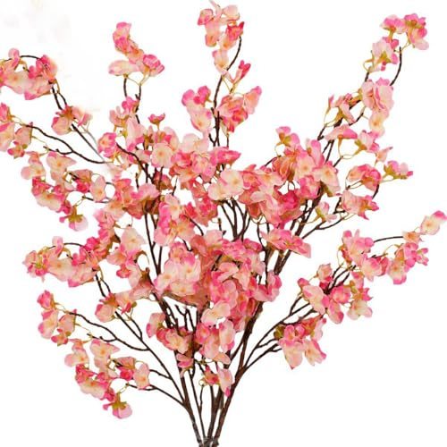 YELIKIT, Fiori artificiali di ciliegio, 3 rami con finti fiori di ciliegio, rami di fiori di pesco in finta seta, 104 cm / 41, fiori finti a gambo lungo per composizioni in vaso, decorazione per