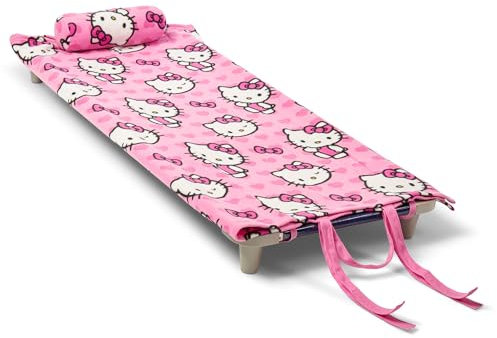 Northwest Rollee Pollee Nap Sac Aufrollbare Kleinkinddecke mit angenähtem Kissen – weiche Fleece-Vorschul-Schlafmatte für Kindertagesstätte oder Reisen – maschinenwaschbar – Hello Kitty