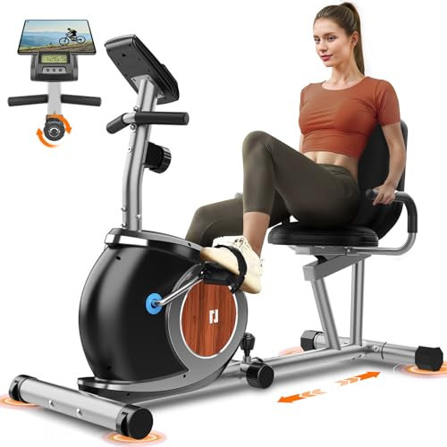 Ergonomischer Liegeergometer für Zuhause Mit 16 Stufen Magnetwiderstand, LCD-Digital-Monitor, Verstellbarer Komfortsitz Heimtrainer für Erwachsene Senioren Radfahren Fitness bis zu 120KG
