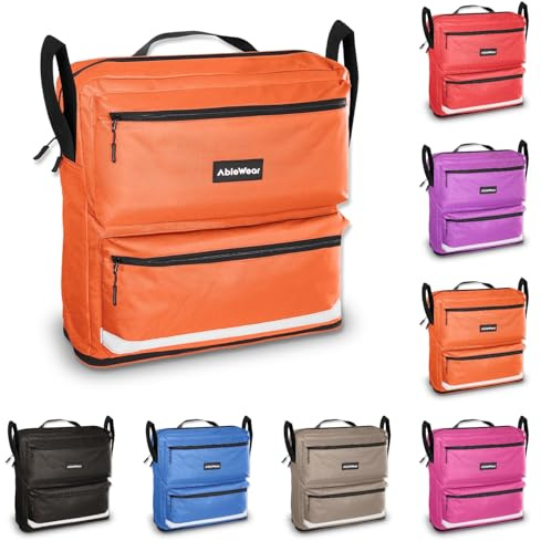 AbleWear Wheelchair Bag – Orange | Wheelchair Accessories | Expandable Storage | Bag for Wheelchair | Wheelchair Shopping Bag | Bags for Back of Wheelchair | Wheelchair Bags for Back of Chair