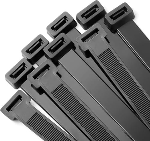 100 Pack Black Cable Ties 300mm x 6mm, 12 Heavy Duty Nylon Zip Ties, Self-Locking Tie Wraps for Home, Office, Garage, Workshop - Durable & Versatile