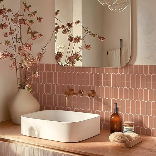 Alwayspon Fliesenaufkleber, 20 Stück à 20 cm x 20 cm, Farbe Rosa, Transferfolie für Badezimmer und Küchen