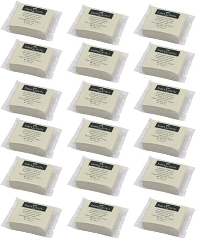 FABER-CASTELL - Knetradierer Art Eraser Weiß, 18 Stück | Formbarer Radiergummi für Kohle, Graphit und kreative Korrekturen
