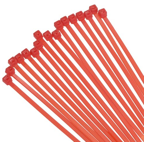 QUARKZMAN 500 Stück 200mm Länge Kunststoff Kabelbinder Rot, 14kg Zugfestigkeit Wiederverwendbare Kabelbinder Set, Selbsthemmend Befestigungsbinder für Kabelmanagement im Zuhause Büro