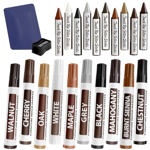 TPTGIAR Juego de reparación de laminado, suelo de vinilo y madera, cera dura y parqué, masilla de madera, 10 colores, reparación de laminados para manchas