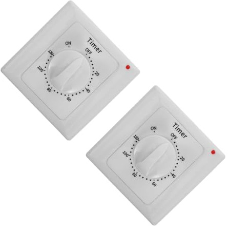 Tofficu Temporizador De Cuenta Regresiva De 120 Minutos (2 Unidades) - Temporizador De Pared con Botón Pulsador Manual con Indicador Led Modo Encendido/Apagado/Bypass para Luces