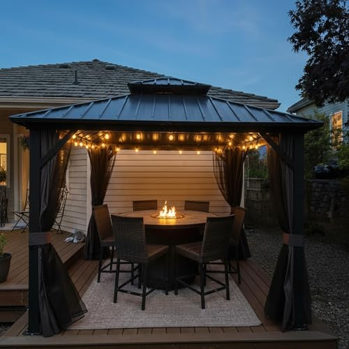 PURPLE LEAF Tonnelle de Jardin Extérieur 3 x 3 m avec LED Gris Aluminium