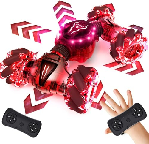 Tecnock 2025 Remote Control Car with Hand Control,2.4Ghz Gesture Sensing 4WD 360°Rotation RC Drift Car,2 Rechargeable Battery with Lighting Suitable for Many Terrains Gift for 4-9+Boys Girls