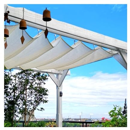 Tenda avvolgibile scorrevole a vela ombreggiante, tettoia flessibile per pergole, gazebo e pergolati, protezione solare (1,5 m x 7 m), facile da installare e design regolabile