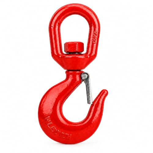 Crane Hook,Self-locking Wirbel Ösenhaken aus legiertem mit Sicherheitsverriegelung,Kranhaken,Kettenhaken,Wirbellasthaken,für Forsthaken Sicherheitshaken Lasthaken für den Schiffsbau(2Ton)