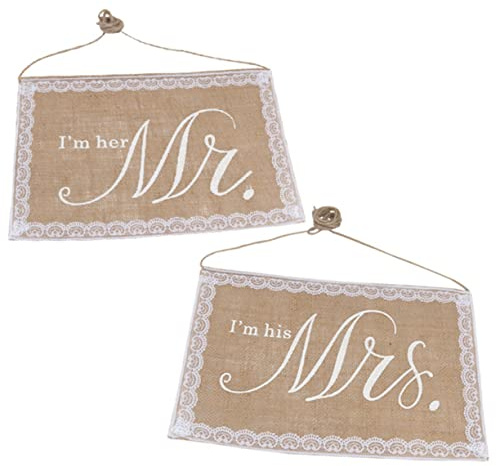 VALICLUD 2 pezzi Decorazioni Sedia Sposa e Sposo Lino con Banner Mr e Mrs per Festa Nuziale Eleganti e Leggeri per Matrimonio Addobbi Romantici per Sedie