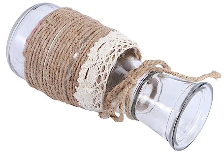 GLEAVI Jarrón de Vidrio Transparente con Cuerda de Cáñamo Trenzada para Plantas Hidropónicas y Decoración de Hogar Acabado Artesanal y Duradero