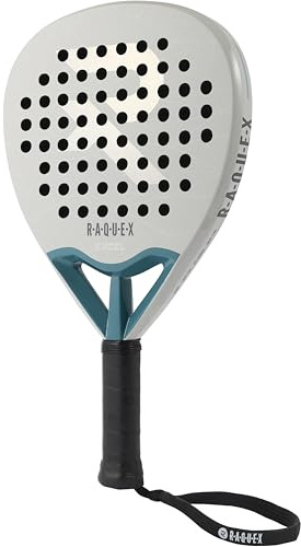Raquex Excel padelracket – racket för medelnivå – 12K-kolfiberram, reaktivt ImpactCore EVA 15-skum, droppform, twin tube-system för hållbarhet – med handledsrem - Vit