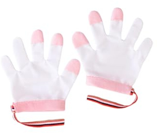 1 paio di guanti da masticare in cotone comodi guanti da mordere, per neonati e bambini piccoli, lavabili