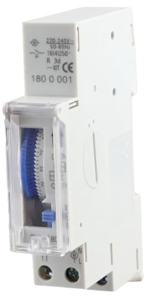 SUL180A Timer meccanico analogico, interruttore da ciclismo da 15 minuti montato su guida DIN con backup di perdita di potenza di 72 ore per il controllo degli apparecchi elettrici