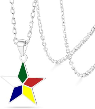VASSAGO Druze stjärnhalsband för kvinnor män rostfritt stål druzism symbol färgad fem spetsiga stjärnor hänge judiska religiösa smycken