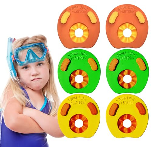 Kids Swim Floatieis - Adjustable Arm Bands EVA Foam Float Disc Aquatic Cuffs, Babys Armlet Circles, 6 Sleeves | Summer Pool Supplies Floats for Swimming Exercise Aqua Aerobics Water Weights Traini