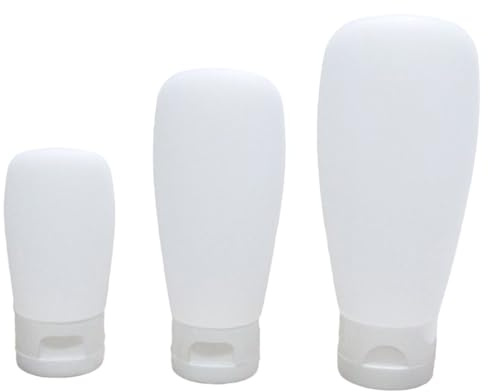 Outanaya Silicone pour Lotion Cosmétique Blanc 30ml 60ml 100ml Kit de 3 Flacons Rechargeables Portable Réutilisable Voyage Outdoor