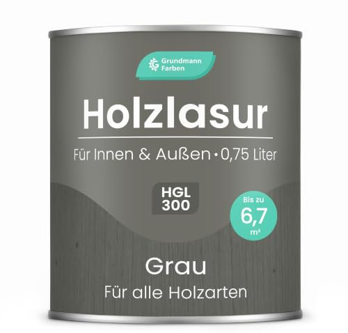Grundmann Holzlasur - Anthrazit/Grau - 0,75 Liter Lasur - Wetterfeste Holzschutzlasur für Innen und Außen - Holzschutz, Wetterschutz und UV-Schutz