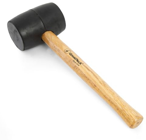 GreatNeck RM16 Rubber Mallet, 16 Oz. Rubber Hammer, Mallet with Hardwood Handle, Surface-Safe for Woodworking, Automotive, and Tile Projects