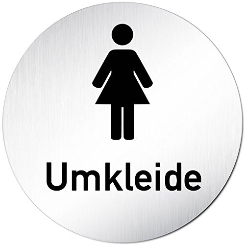 'Plaque de porte Plaque signalétique Vestiaire Femme Aluminium (anodisé) rond Ø 100 mm
