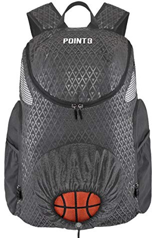 Point 3 Road Trip 2.0 Rucksack, Basketball-Rucksack mit Kordelzugverschluss, belüftetes Netz-Schuhfach, Grau
