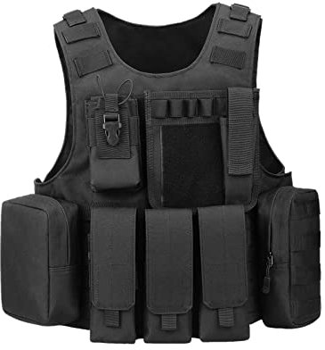 HUNTVP Taktische Weste Airsoft Weste Tactical Vest Militär Einstellbar für CS Spiele militärisch Fans Paintball Outdoor Wandern Bergsteigen Trekking, Schwarz