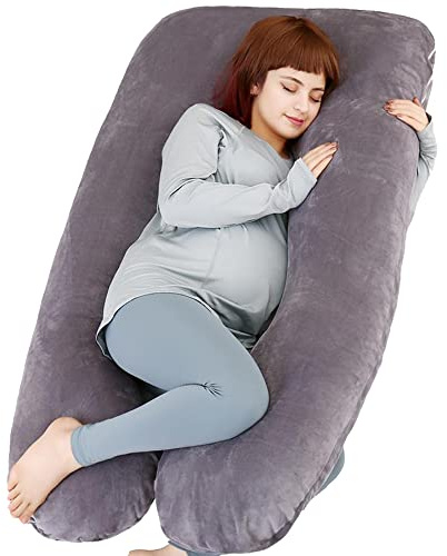 MOON PINE Pregnancy Pillow, U Shaped Full Body Pillow for Maternity Support, Sleeping Pillow with Cover for Pregnant Women (Grey)…