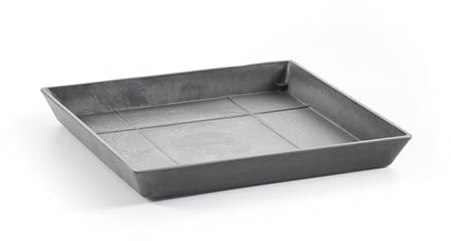 Ashortwalk ECOPOTS - Sottovaso Quadrato in plastica Riciclata, Lunghezza 28 cm x Altezza 3 cm, Colore: Grigio