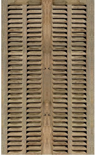 PLAGE Papier peint intissé vintage, 250 cm X 150 cm, style ancien, persienne en bois marron.