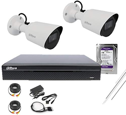 Kit di videosorveglianza 2 telecamere Full HD Dahua Dvr Full HD Hdcvi Disco 1TB Viola Cctv Malaga Casa o azienda Installazione facile