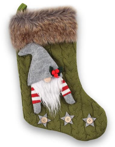 Weihnachtsstrumpf, Nikolausstiefel zum Befüllen, Nikolausstiefel Befüllen, Nikolausstrumpf Groß, 40cm Weihnachten Strumpf mit Weihnachtsmann, Weihnachtsstrumpf Deko für Wand, Kamin, Weihnachtsbaum