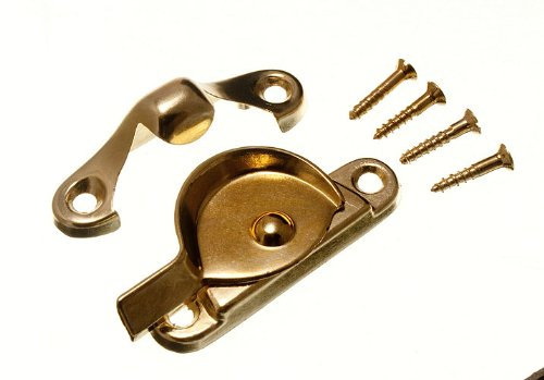 One Stop DIY 2 x Fensterbefestigung mit Sicherheitsverschluss aus vermessingtem EB-Stahl