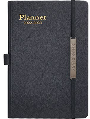 OrangeClub Kalender 2022 A5 Zeitplan Buch Taschenkalender, Schöner Terminplaner Kalender mit Gummibandverschluss & Lesebändchen & Elastischer Ring für Stift