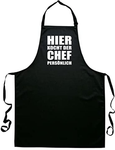 tradercat grillschürze für männer, grillschürze für männer lustig aus Baumwolle, die perfekte grill schürze für papa als vatertagsgeschenk grillschürze (Hier kocht der Chef)