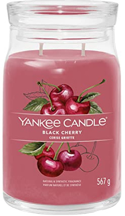 Yankee Candle Signature Duftkerze ; große Kerze mit langer Brenndauer „Black Cherry“ ; Soja-Wachs-Mix