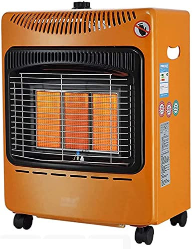 AAPIE Campingheizung mit schwarzem Universalrad Gasheizofen mit Eisenabdeckung Campinggasheizung Temporärer mobiler Raum (Orange)