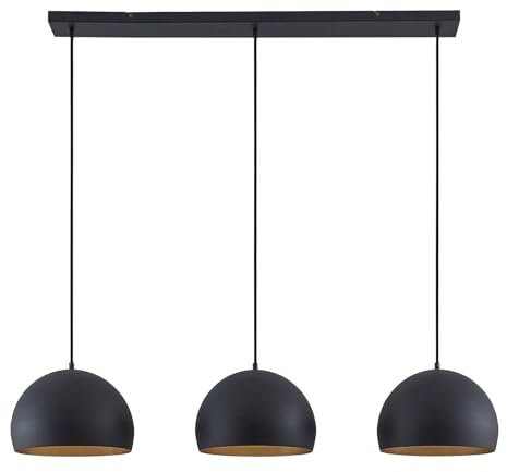 Lindby Pendant Light 'Tarjei' Modern Black Metal Ceiling Light 3 Light Sources E27 for Living Room & Dining Room 120 cm x 30 cm x 20 cm