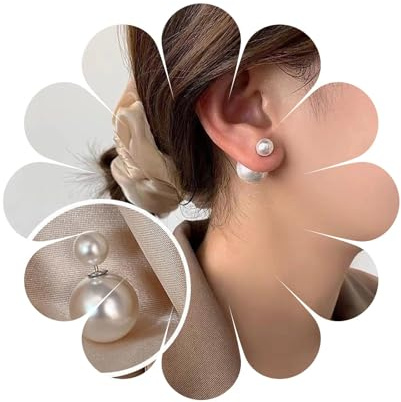 Aneneiceera Vintage Perlen Ohrstecker Ohrringe Französisch Perle Vorne Und Hinten Ohrringe 70er Erklärung Perle Ball Ohrstecker Ohrringe Prom Ohrringe Für Frauen Und Mädchen