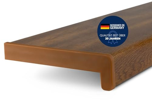 TJ Fensterbank Innen Kunststoff Eiche Gold Optik / 20 x 70 cm Fensterbank inkl. Seitenabschluss/PVC Fensterbank nach Maß/Fensterbank Innen kratzfest und feuchtigkeitsundurchlässig