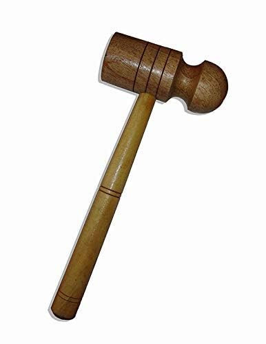 Kalindri Sports One Side Cricket bat Knocking Wooden Mallet (Hammer) with Grip Cone, Natural Colour Pack of 1