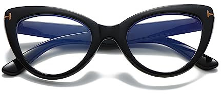 Hubeye Katzenauge Lesebrille für Damen Modisch Großem Rahmen Anti-Blaulicht Brillen Cat eye Lesehilfe mit Brillenholster 1.50