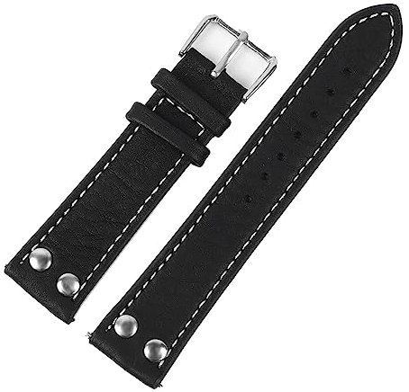 Jyuha Litschi-Muster-Uhrenarmband, schwarz, kaffeebraun, Nieten, Armband, Gürtel, Armband, 18mm, 20mm, 22mm, 24mm, Schwarz, 21mm