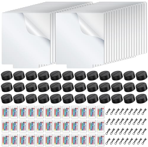 VIHOSE 36 Sets 3D Night LED Light Base Including 36 Square Acrylic Light Base 36 Clear Blank Acrylic Sheets 36 Remote Controls 36 USB Cable Adjustable 16 Colors 4 Modes for DIY Craft Room Bar Office