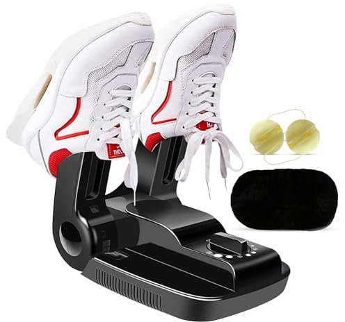 Fleau Sèche-chaussures intelligent Fonction ozone/séchage/fonction UV - Désodorisant pour chaussures - Absorbeur d'odeurs - Boules parfumées et brosse à chaussures (Sèche-chaussures avec minuterie)